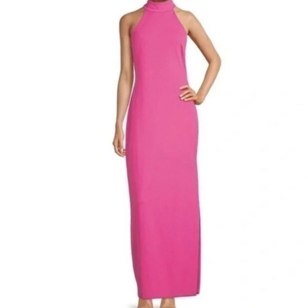 NWT Belle by Badgley Mischka Reese Halter Neck Sleeveless Maxi Dress/Gown Sz 12